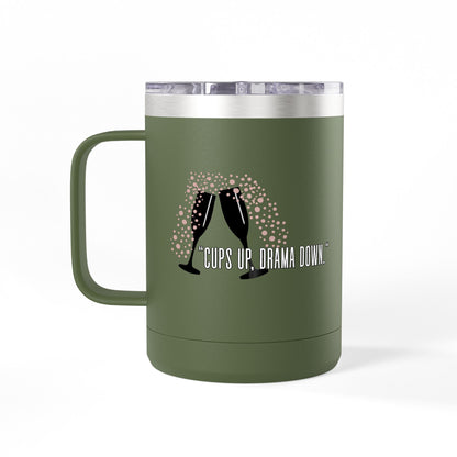 Celebratory Coffee Mug Tumbler, Cheers Gift for Friends, 15oz Drinkware for Parties, Birthdays, Wedding, Fun Gatherings