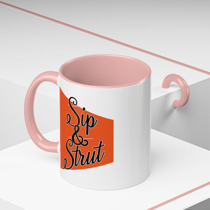 Accent Coffee Mug (11, 15oz) - Sip & Strut Design, Perfect Gift for Coffee Lovers, Home Office Decor, Unique Holiday Present, Ceramic [...]