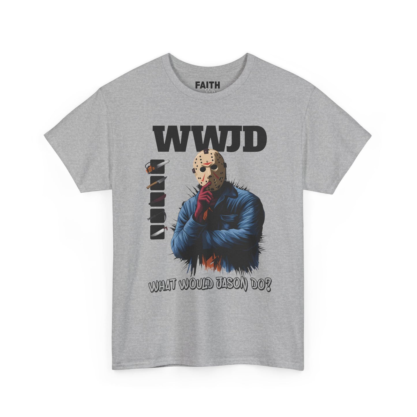 WWJD Unisex Heavy Cotton Tee, Graphic T-Shirt, Casual Wear, Gift for Him, Trendy Apparel, Statement Tee