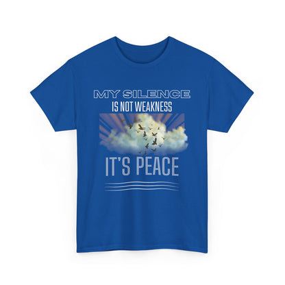 Male Heavy Cotton Tee - "My Silence is Not Weakness, It's Peace" - Inspirational Gift for Mindfulness, Self-Care, and Peace Lovers, [...]
