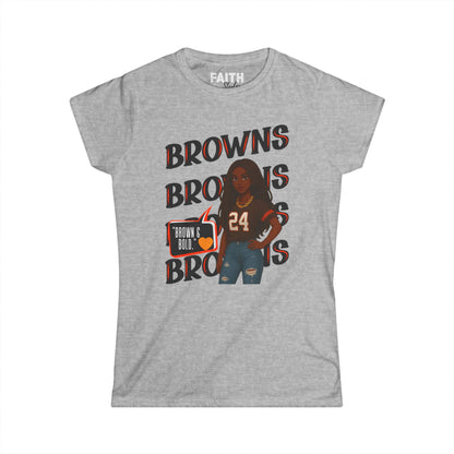 Browns Inspired Women’s Tee, Football Fan Shirt, Game Day Top, Sportswear for Her, NFL Gift for Her