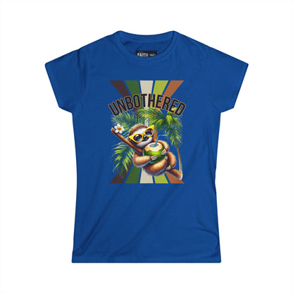Unbothered Sloth Women's Softstyle Tee, Fun T-Shirt, Casual Wear, Vacation Outfit, Gift for Animal Lovers, Summer Top