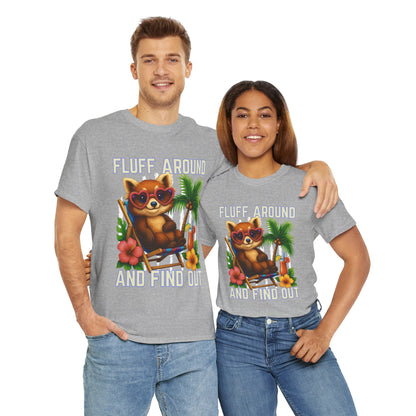 Tropical Cat Tee: Fluff Around and Find Out, Cute Graphic Shirt, Summer Outfit, Unisex Casual Wear, Gift for Animal Lovers