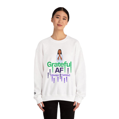 Women Grateful AF Crewneck Sweatshirt | Cozy Unisex Pullover for Thanksgiving, Gifts, and Everyday Wear