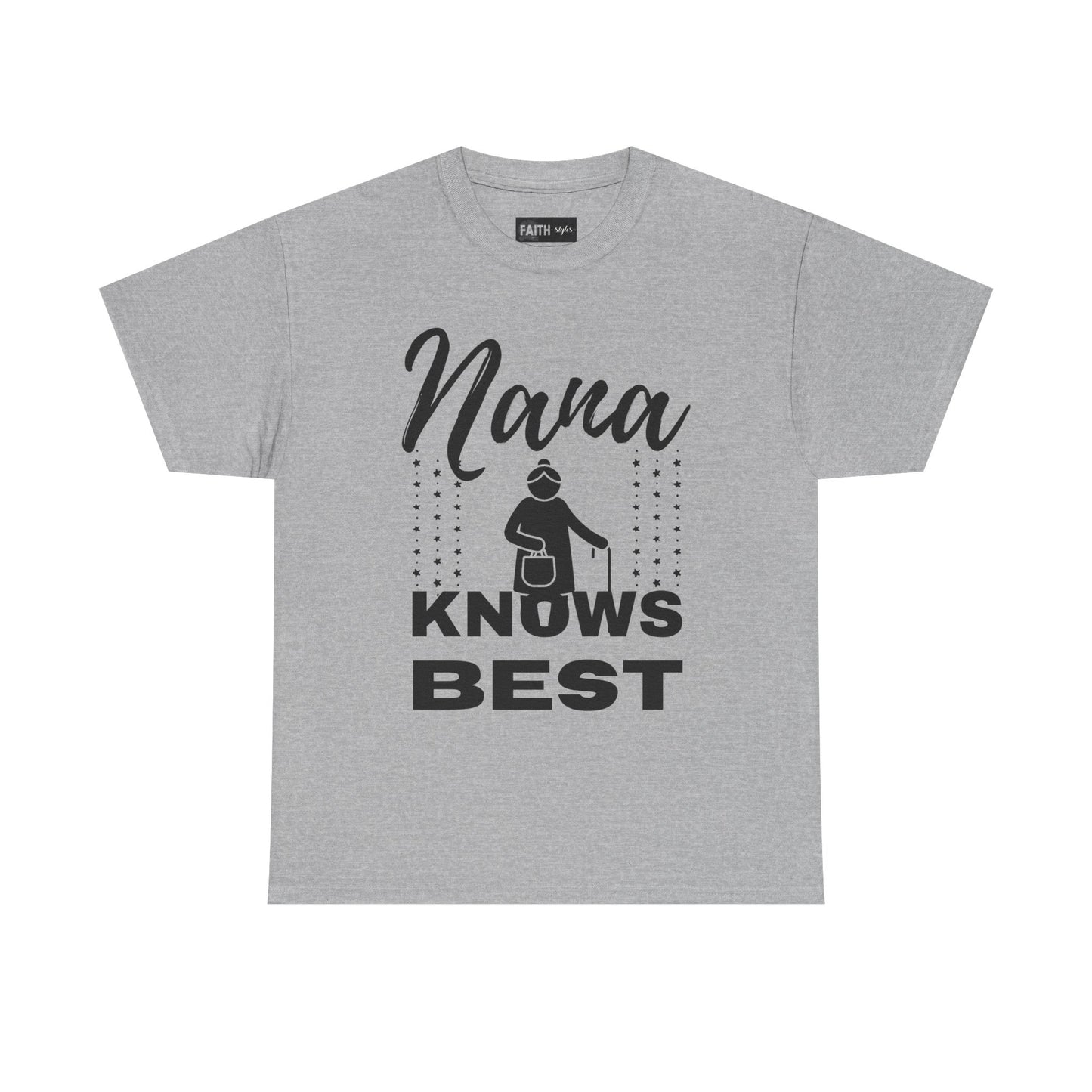 Unisex Heavy Cotton Tee - Nana Knows Best, Gift for Grandma, Family Reunion, Mother's Day, Casual Everyday Wear