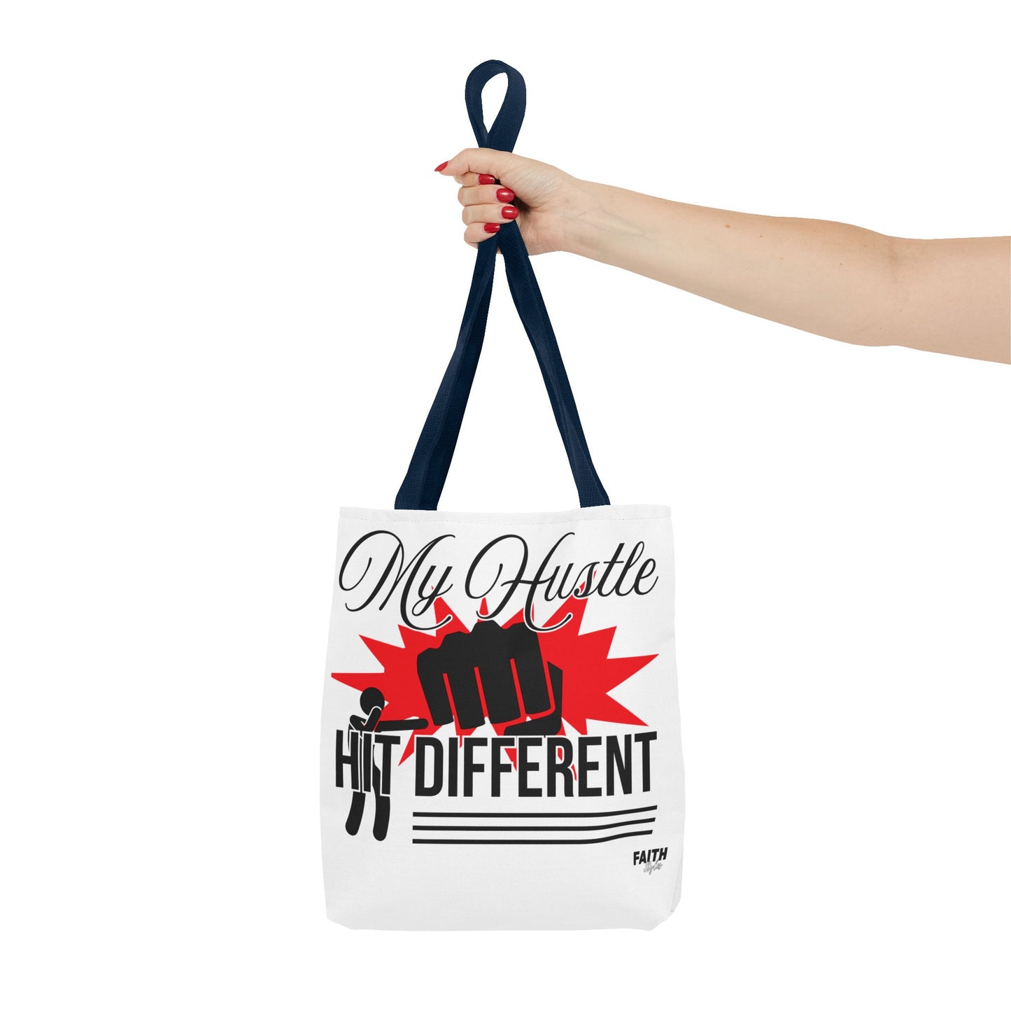 FaithStyles Motivational 'My Hustle, Hit Different' Graphic Tote Bag