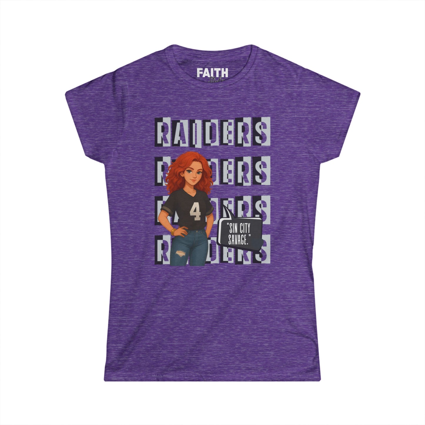 Raiders-Inspired Women’s Softstyle Tee, Casual Sports Shirt, Football Fan Apparel, Gameday Outfit, Gift for Her