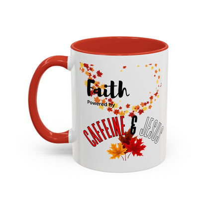 Faith & Caffeine Fall Coffee Mug | Perfect for Autumn Lovers, Thanksgiving Gift, Religious Coffee Cup, Inspirational Drinkware, Cozy Vibes