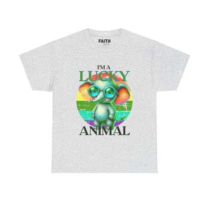 Lucky Animal Unisex Heavy Cotton Tee, Cute Gift for Animal Lovers, Casual Streetwear, St. Patrick's Day, Birthday Apparel
