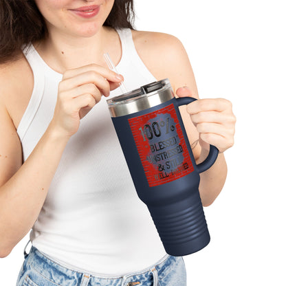 100% Blessed Insulated Travel Mug, 40oz - Perfect for On-the-Go Coffee Lovers, Gift for Friends, Durable Travel Cup, Unique Quote Mug, [...]