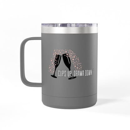 Celebratory Coffee Mug Tumbler, Cheers Gift for Friends, 15oz Drinkware for Parties, Birthdays, Wedding, Fun Gatherings