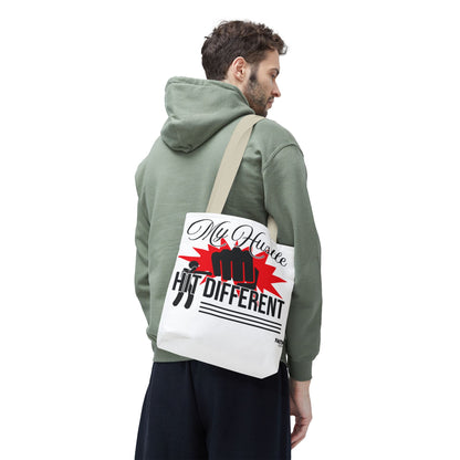 FaithStyles Motivational 'My Hustle, Hit Different' Graphic Tote Bag