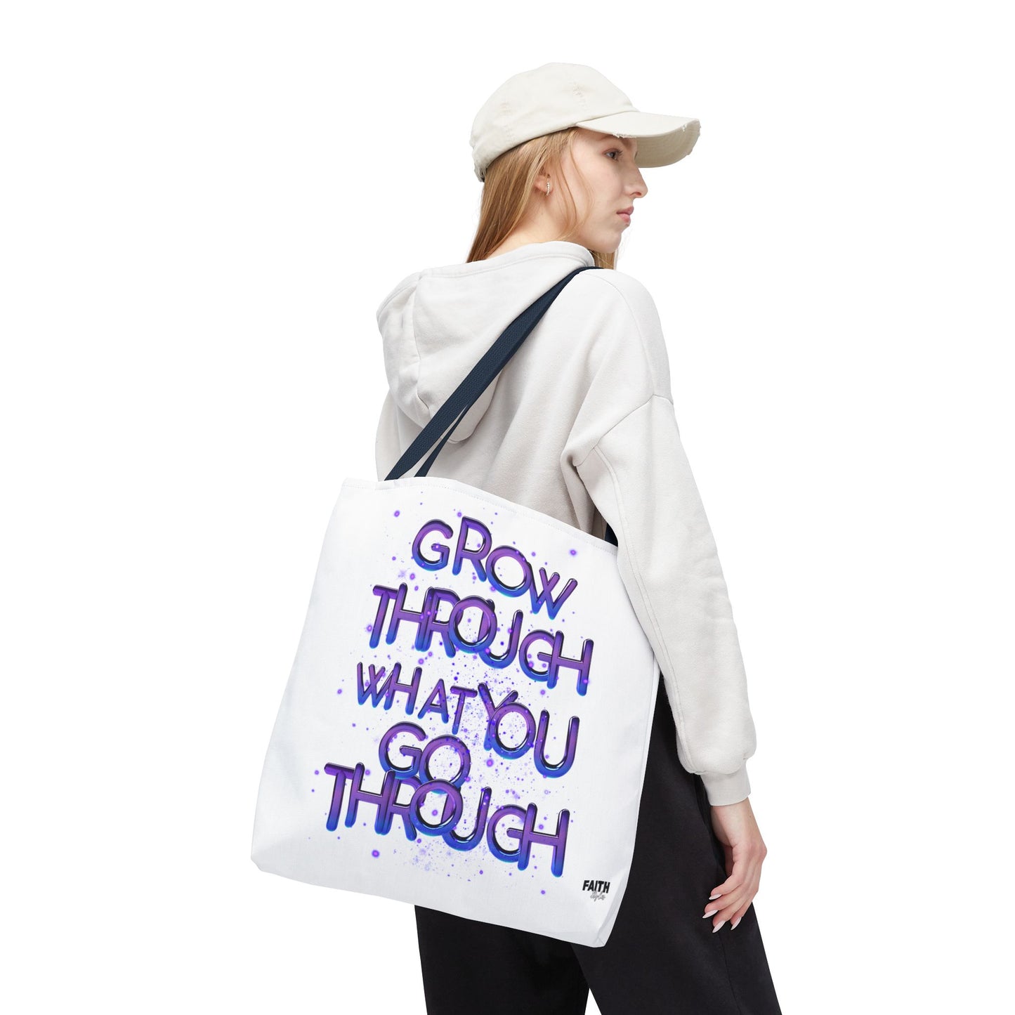 FaithStyles Tote — "Grow Through What You Go Through" Inspirational Quote Bag
