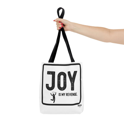 FaithStyles Joy Is My Revenge Tote Bag — Inspirational Graphic Canvas Tote