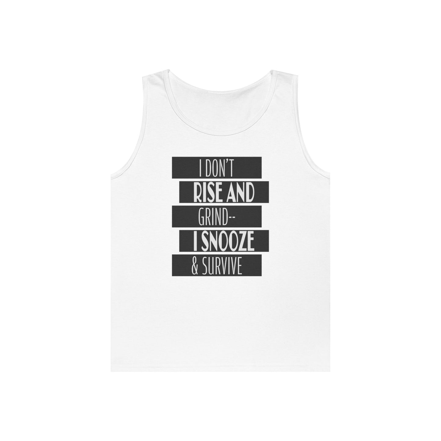 Heavy Cotton Tank Top with "I Don't Rise and Grind - I Snooze & Survive" Design - Relaxed Vibe, Perfect for Lazy Days, Gift for [...]