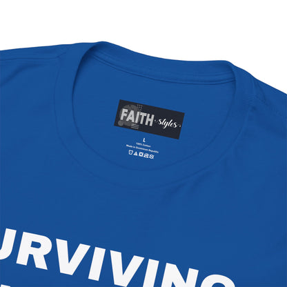 Surviving on Coffee Tee - Unisex Heavy Cotton Shirt, Funny Gift for Coffee Lovers, Perfect for Everyday Wear, Birthday & Holidays