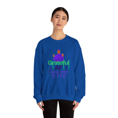 Male Grateful AF Unisex Crewneck Sweatshirt | Cozy Gift for Friends, Thanksgiving Apparel, Everyday Comfort, Gratitude Expression