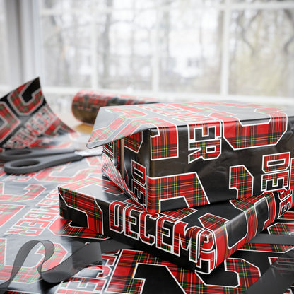 Wrapping Paper — Holiday Plaid ‘Merry’ Design