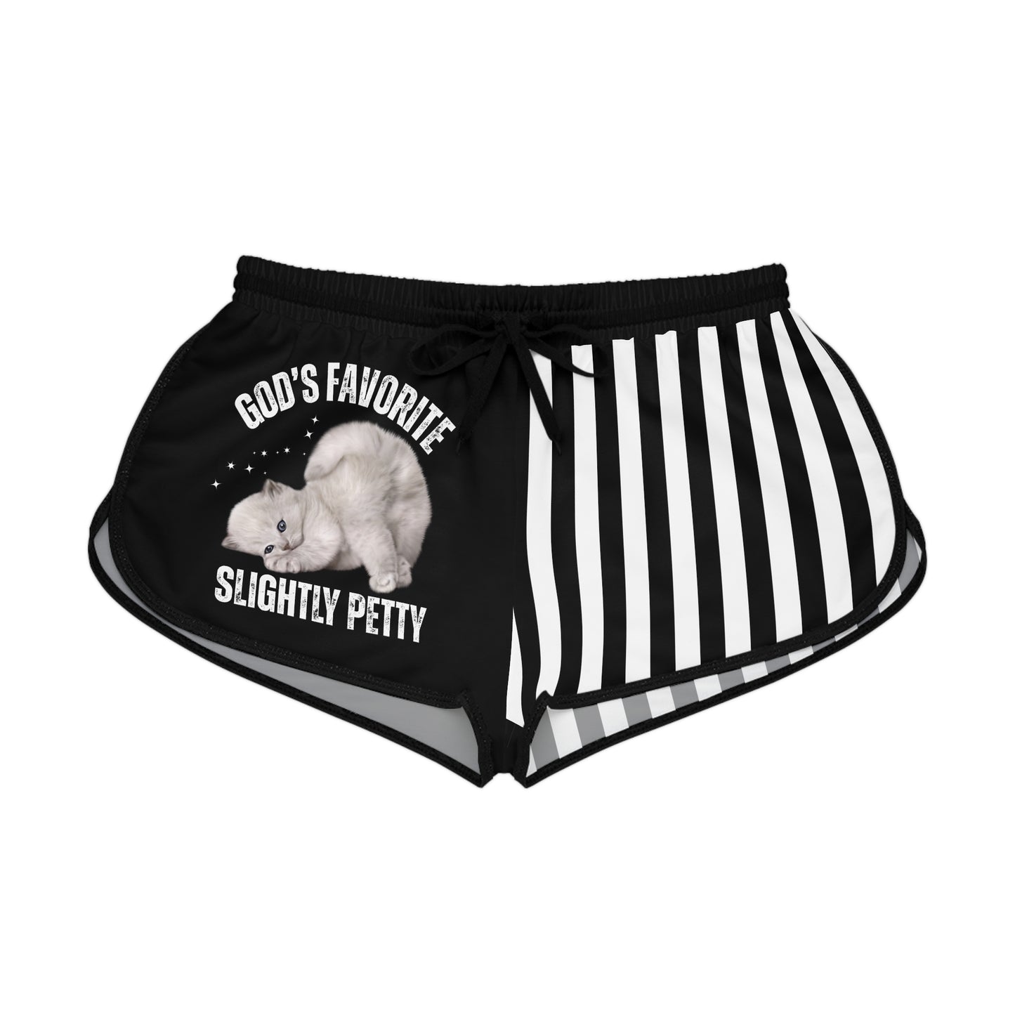 God's Favorite Women's Relaxed Shorts, Petty Cat Design Athletic Shorts, Casual Summer Wear, Funny Gift for Cat Lovers, Stylish Loungewear