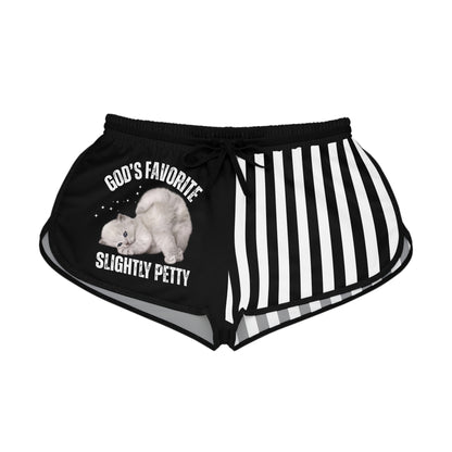 God's Favorite Women's Relaxed Shorts, Petty Cat Design Athletic Shorts, Casual Summer Wear, Funny Gift for Cat Lovers, Stylish Loungewear
