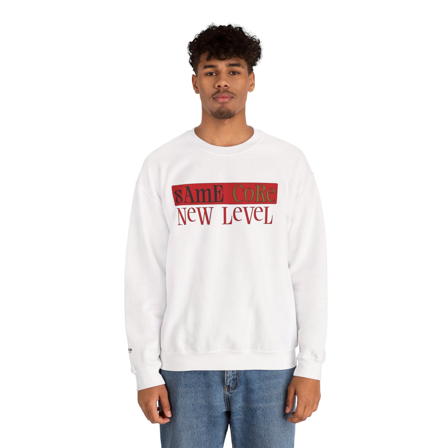 Crewneck Sweatshirt — "Same Core New Level" Graphic Pullover
