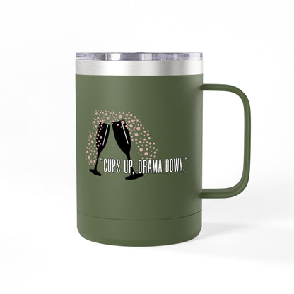Celebratory Coffee Mug Tumbler, Cheers Gift for Friends, 15oz Drinkware for Parties, Birthdays, Wedding, Fun Gatherings