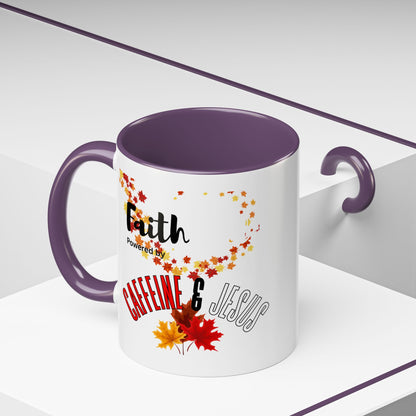 Faith & Caffeine Fall Coffee Mug | Perfect for Autumn Lovers, Thanksgiving Gift, Religious Coffee Cup, Inspirational Drinkware, Cozy Vibes