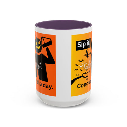 Halloween-Themed Coffee Mug, Sip It Believe It Conquer the Day, Fall Decor, Gift for Pumpkin Lovers, Autumn Kitchenware