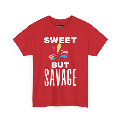 Sweet but Savage Grandma Cotton Tee | Fun Gift for Trendsetters, Everyday Wear, Birthday Party, and Casual Outings