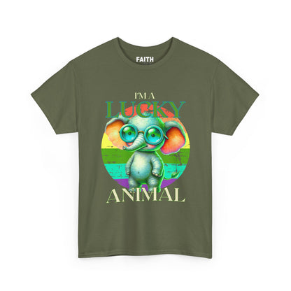 Lucky Animal Unisex Heavy Cotton Tee, Cute Gift for Animal Lovers, Casual Streetwear, St. Patrick's Day, Birthday Apparel