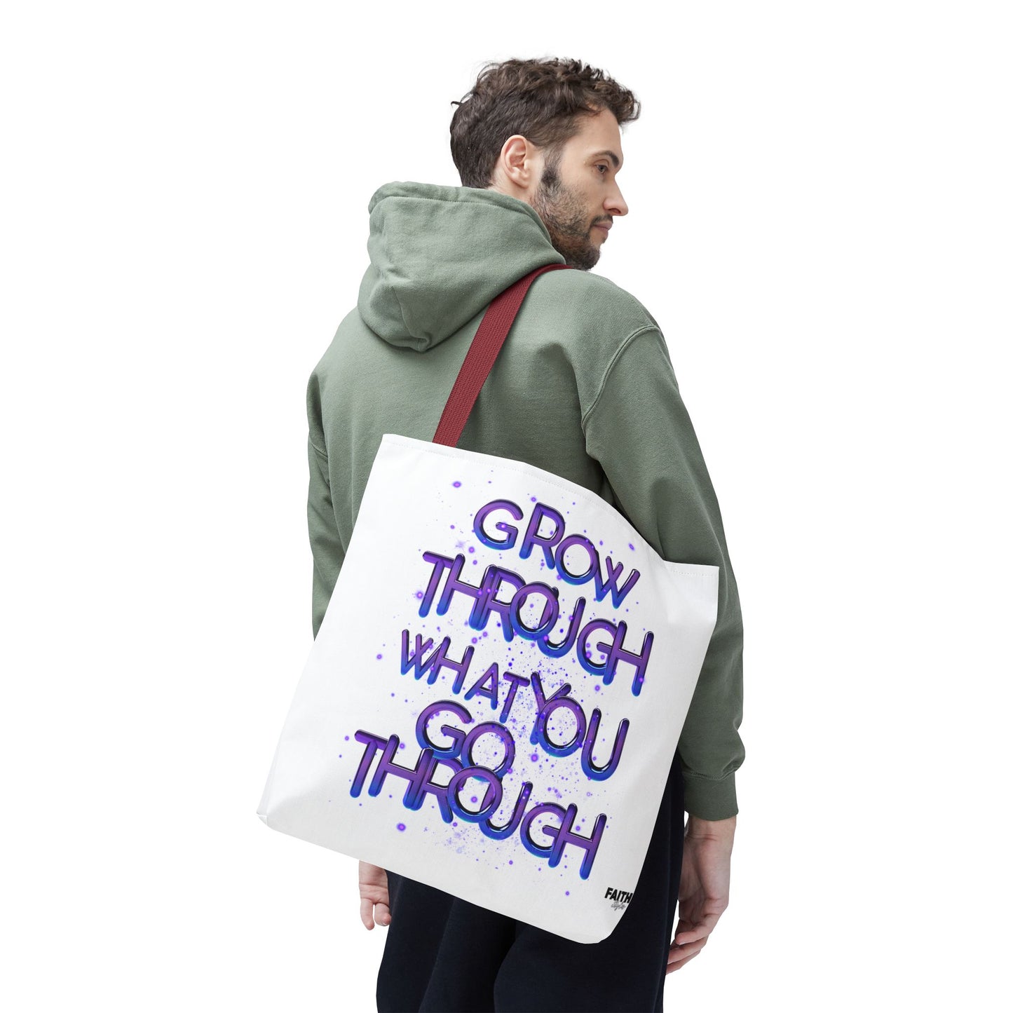 FaithStyles Tote — "Grow Through What You Go Through" Inspirational Quote Bag