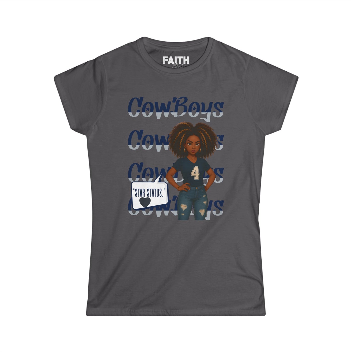 Cowboys Graphic Women's Tee, Softstyle Shirt, Football Fan Apparel, Sportswear Gift, Casual Cute Top