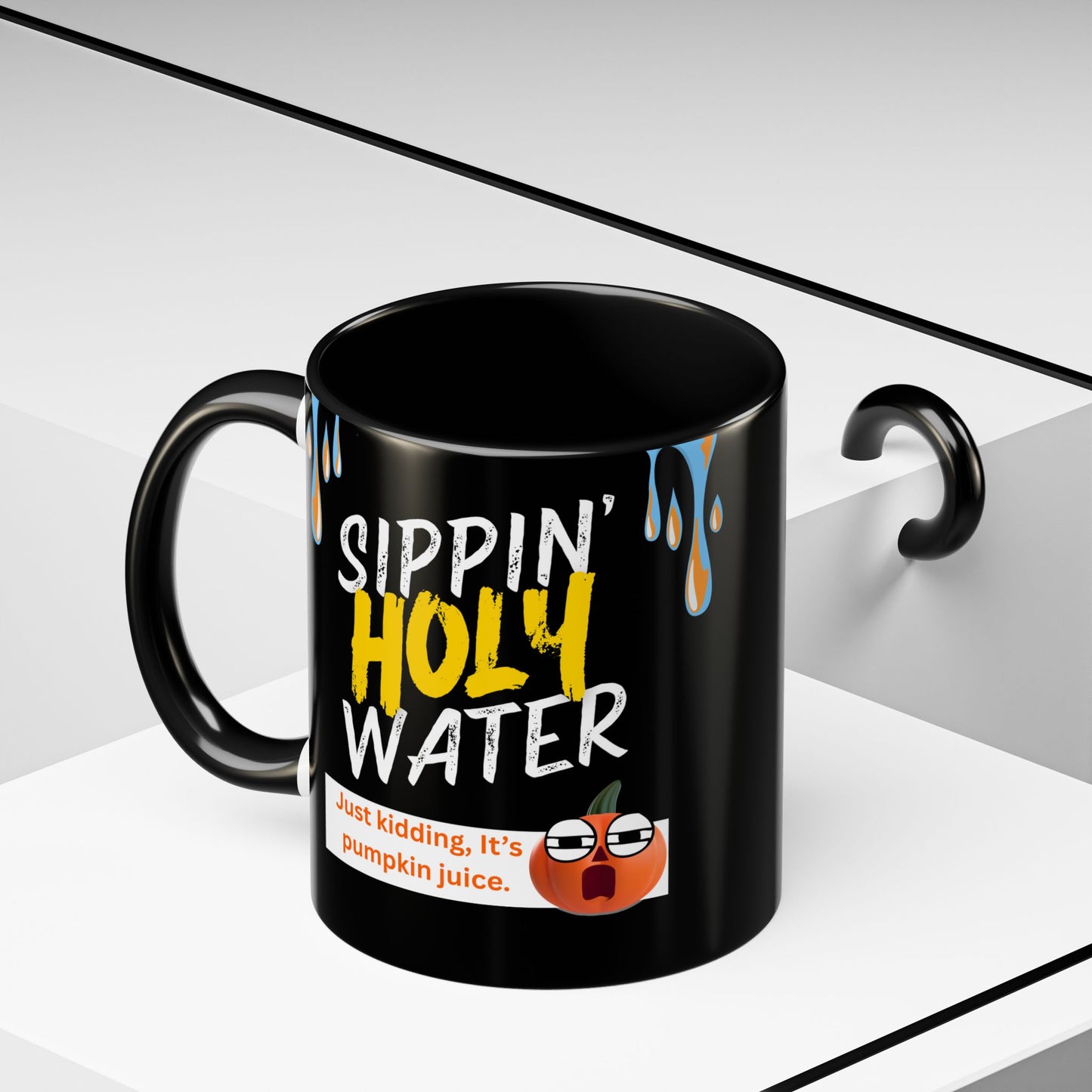 Sippin' Holy Water Coffee Mug, Funny Pumpkin Juice Mug, Halloween Coffee Cup, Unique Gift for Fall, Cute Office Mug, Quirky Kitchenware