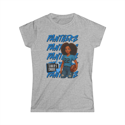 Panthers Cheer Women's Softstyle Tee, Cute Graphic Tee for Football Fans, Sportswear for Game Days and Events, Gift for Cheerleaders