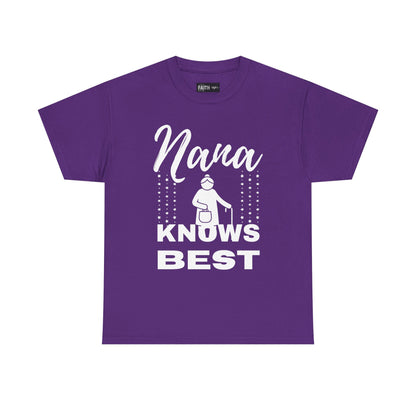 Unisex Heavy Cotton Tee - Nana Knows Best, Gift for Grandma, Family Reunion, Mother's Day, Casual Everyday Wear