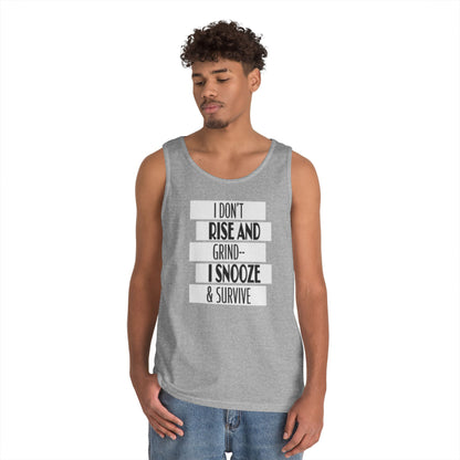 Heavy Cotton Tank Top with "I Don't Rise and Grind - I Snooze & Survive" Design - Relaxed Vibe, Perfect for Lazy Days, Gift for [...]