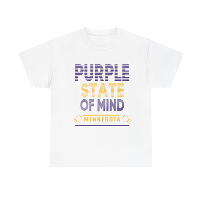 Purple State of Mind Male Cotton Tee, Comfortable Casual Wear, Gift for Minnesota Lovers, Birthday, College Apparel