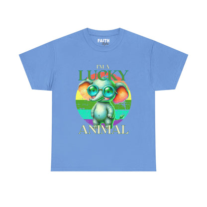 Lucky Animal Unisex Heavy Cotton Tee, Cute Gift for Animal Lovers, Casual Streetwear, St. Patrick's Day, Birthday Apparel