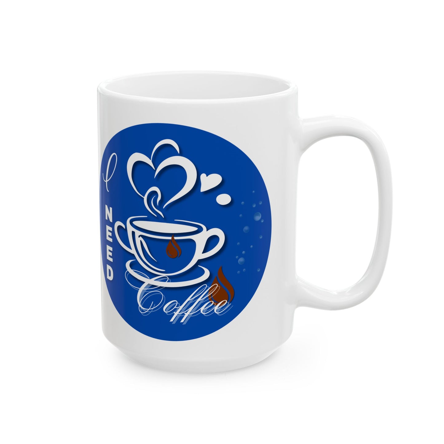 FaithStyles Coffee Mug - "I Need Coffee" Blue Ceramic Mug (11oz & 15oz)