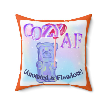Autumn's Cozy AF Square Pillow - Cute Home Decor, Gift for Friends, Plush Cushion, Holiday Decoration, Soft Throw Pillow