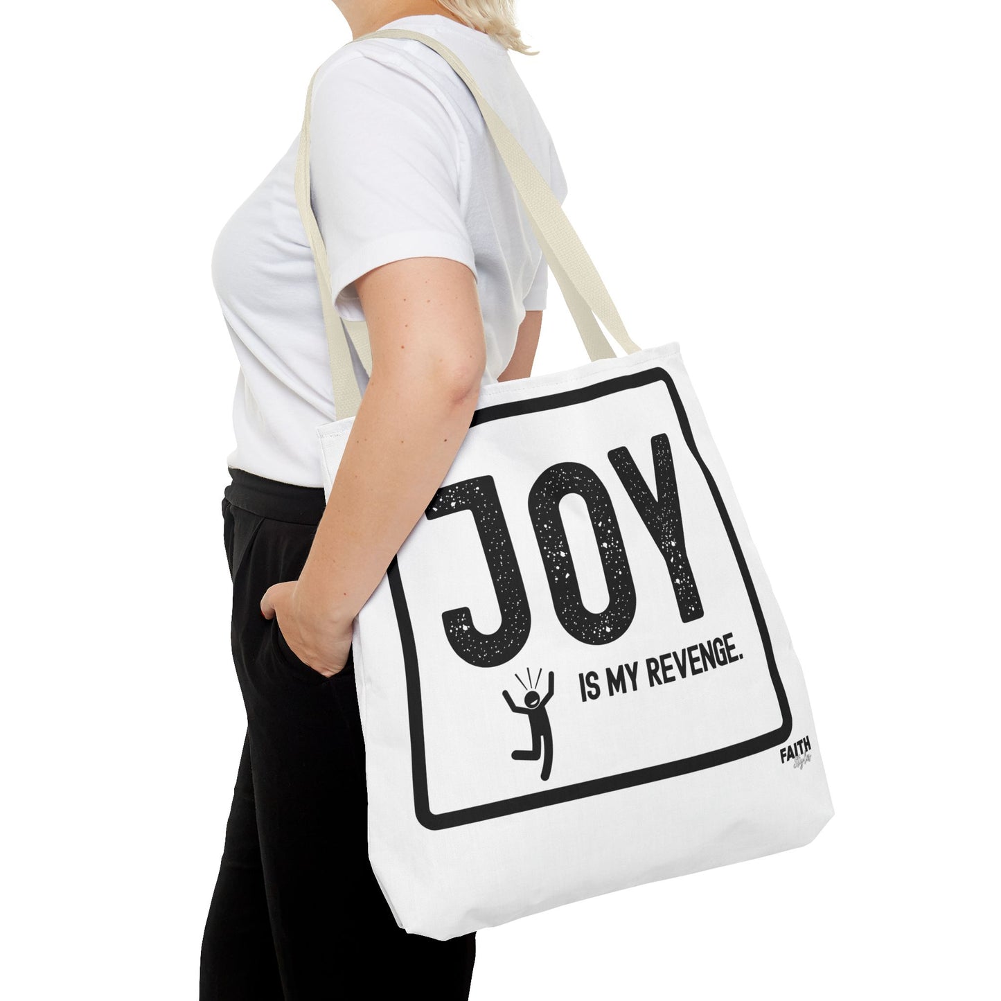 FaithStyles Joy Is My Revenge Tote Bag — Inspirational Graphic Canvas Tote