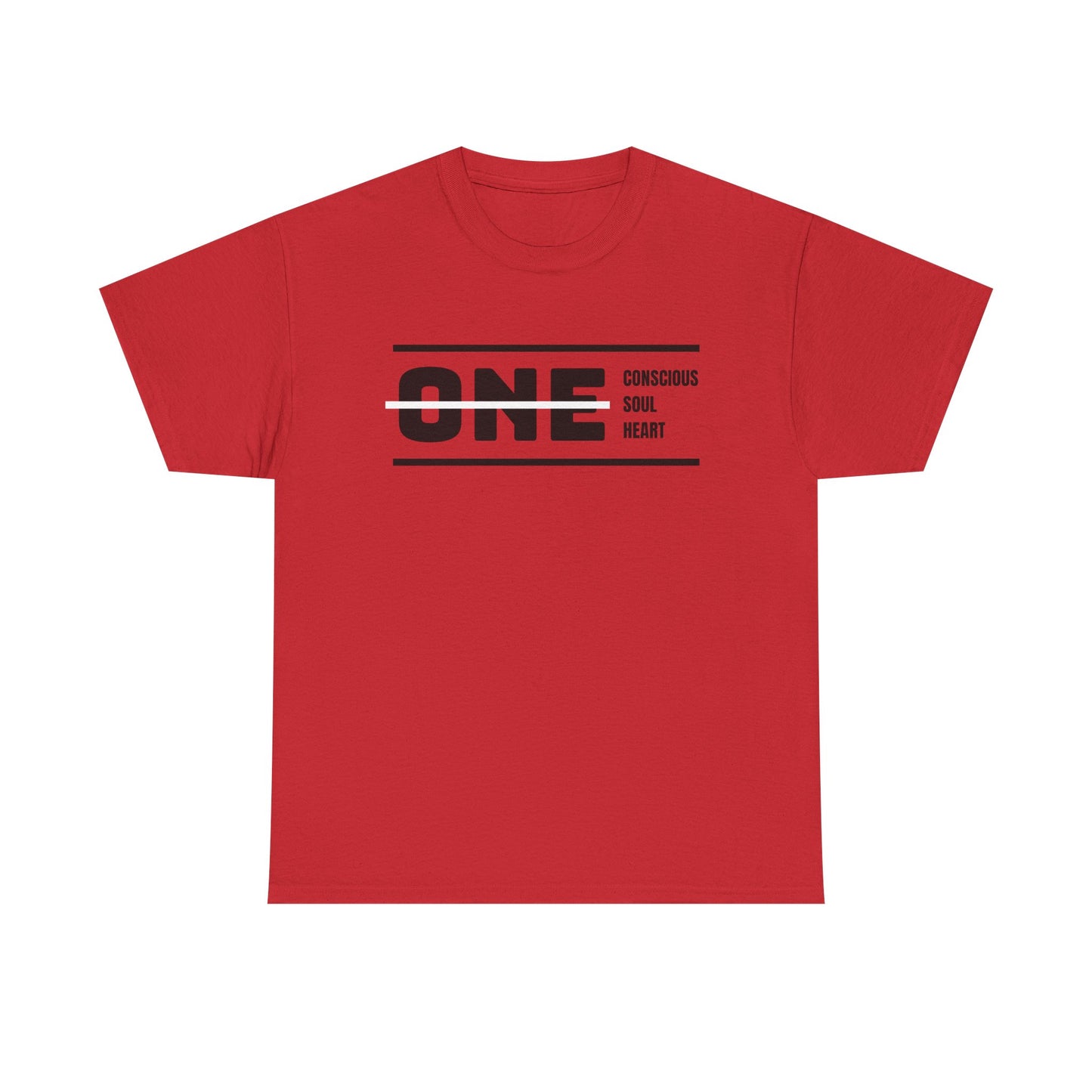 Male's Heavy Cotton Tee - 'ONE' Conscious Soul Heart | Casual Apparel, Gift for Mindfulness, Inspirational Wear, Summer Tee, Everyday Style