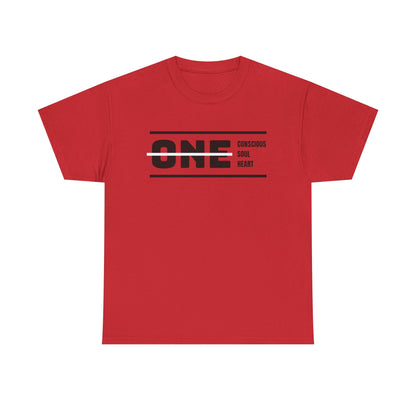 Male's Heavy Cotton Tee - 'ONE' Conscious Soul Heart | Casual Apparel, Gift for Mindfulness, Inspirational Wear, Summer Tee, Everyday Style