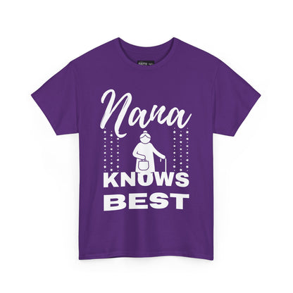Unisex Heavy Cotton Tee - Nana Knows Best, Gift for Grandma, Family Reunion, Mother's Day, Casual Everyday Wear