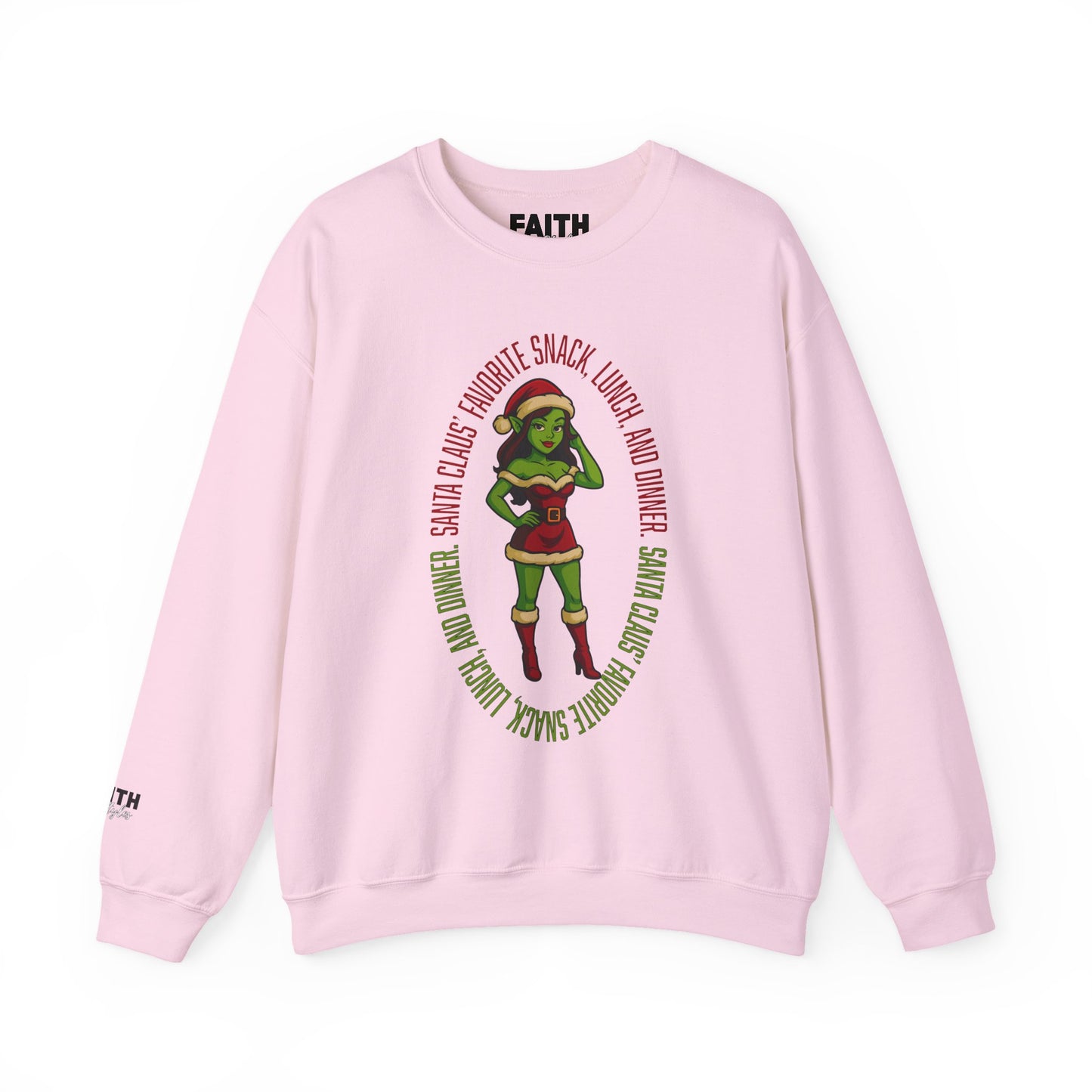 Holiday Goblin Girl Crewneck Sweatshirt — 'Favorite Snack' Christmas Sweatshirt