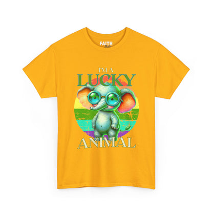Lucky Animal Unisex Heavy Cotton Tee, Cute Gift for Animal Lovers, Casual Streetwear, St. Patrick's Day, Birthday Apparel