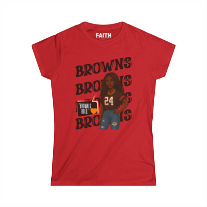 Browns Inspired Women’s Tee, Football Fan Shirt, Game Day Top, Sportswear for Her, NFL Gift for Her