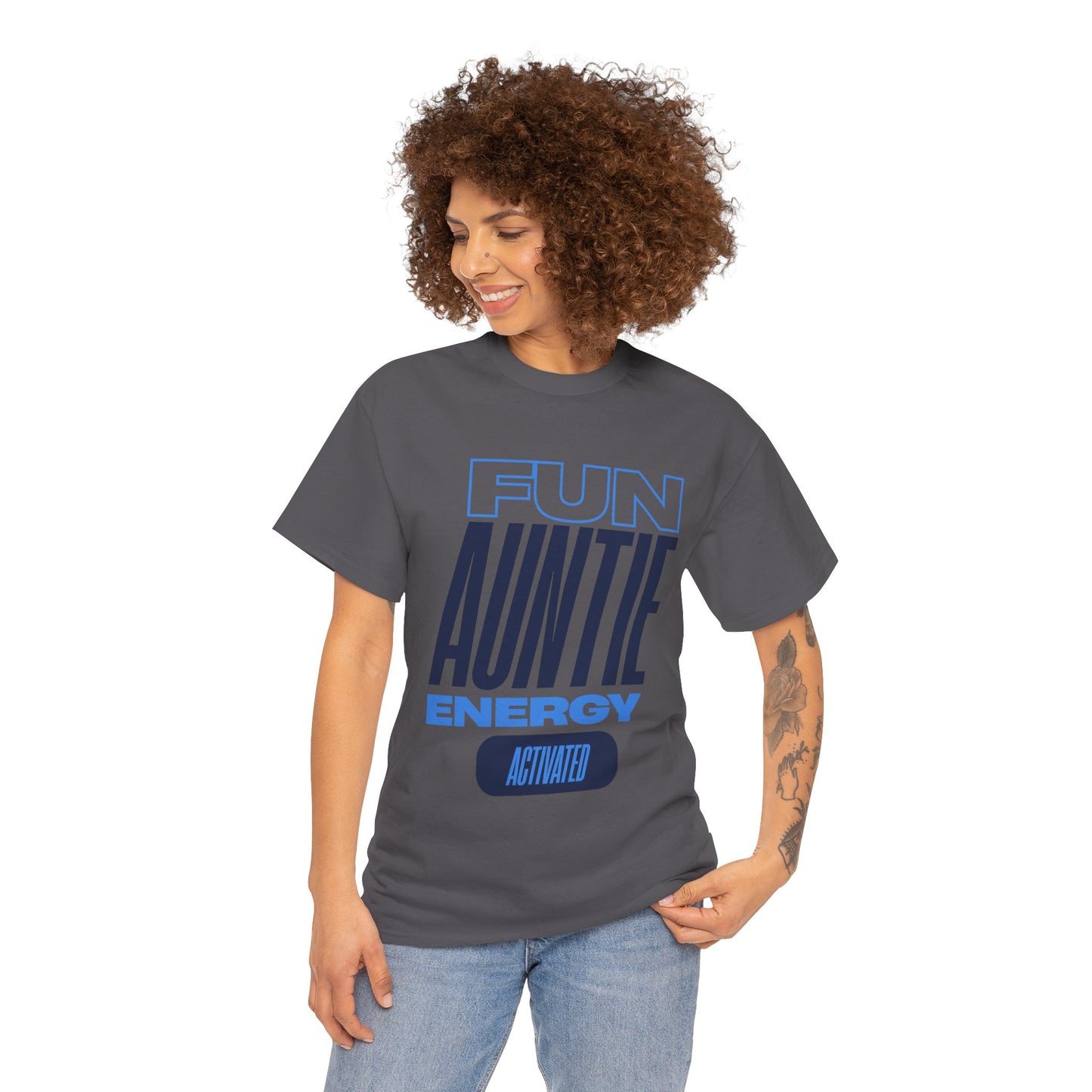 Fun Auntie Energy Activated Tee - Perfect Gift for Cool Aunts, Casual Wear, Gifting, Family Celebrations, Aunt's Day
