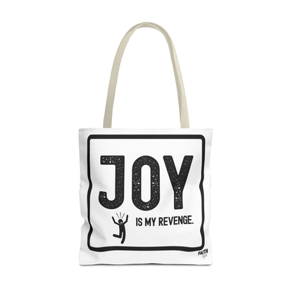 FaithStyles Joy Is My Revenge Tote Bag — Inspirational Graphic Canvas Tote