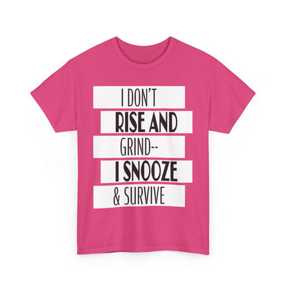 Funny Snooze Survival Tee for Lazy Days, Male's Cotton T-Shirt, Gift for Coffee Lovers, Sleepyhead Apparel, Relaxed Lifestyle Top